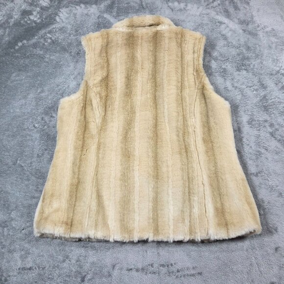 Kristen Blake Vest Small Cream Faux Fur Reversible Zip Up Boho Old Money - Picture 5 of 11